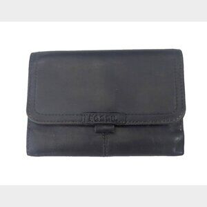 Fossil Woman’s Black Tri Fold Leather Snap Wallet